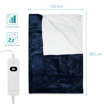 Elektrická vyhrievacia XXL deka (180 x 130cm)  s masážnymi nopmi - tmavo-modrá