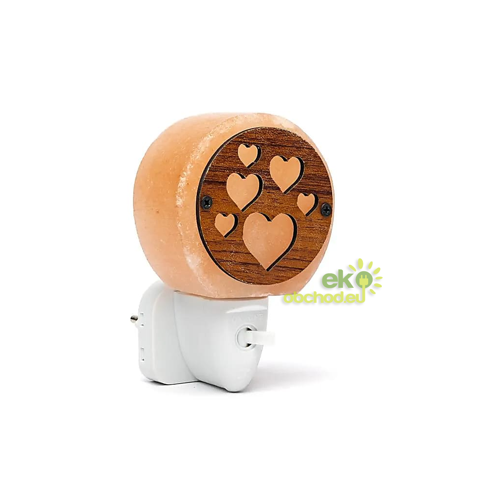 Nočná soľná lampa - 11,5 cm + žiarovka, Srdiečka