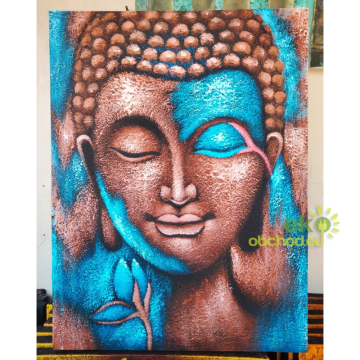 Obraz Budhu - bronzovo-modrý Kvet 76x55cm