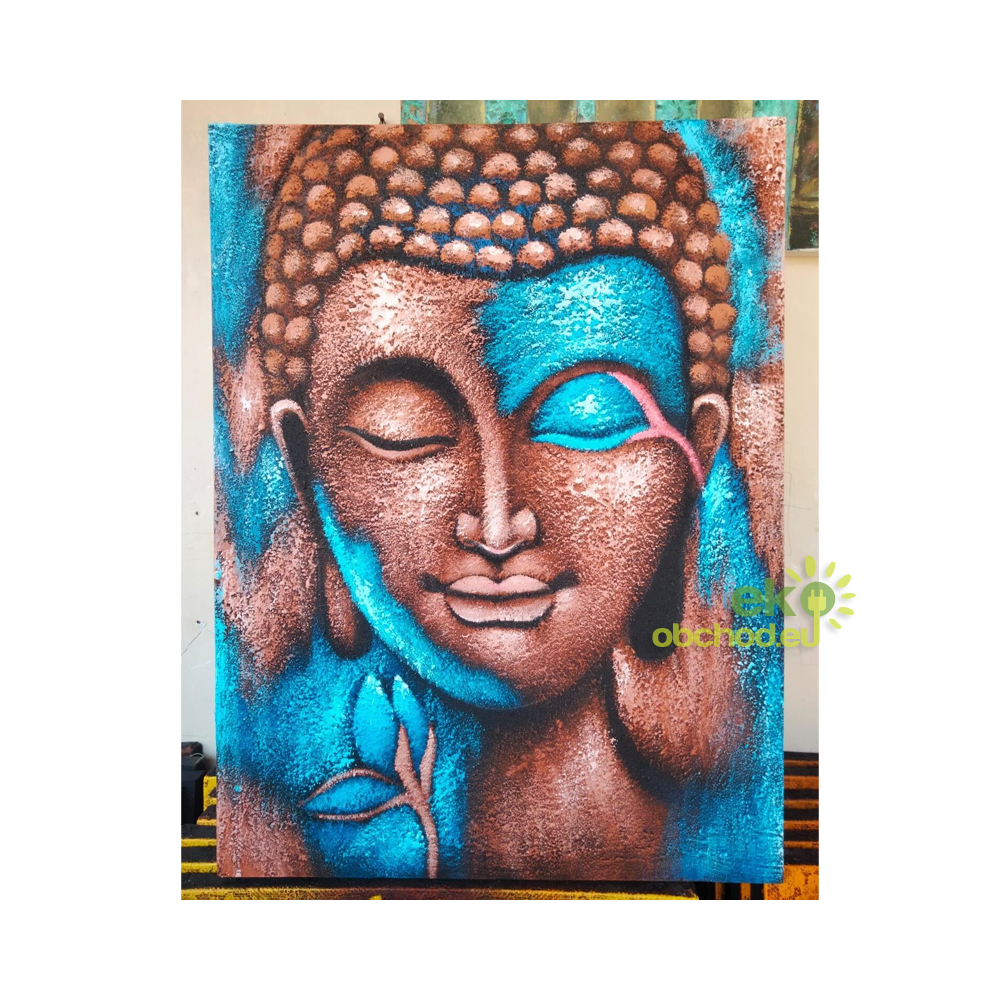 Obraz Budhu - bronzovo-modrý Kvet 76x55cm