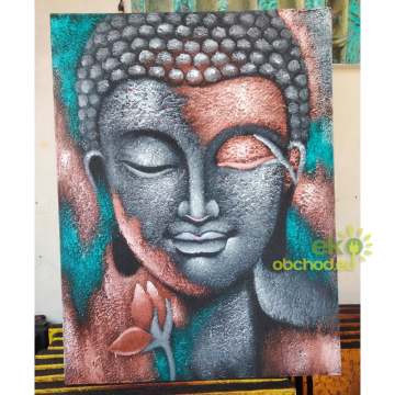 Obraz Budhu - Strieborno-Ružovo-Zlatý Kvet 76x55cm