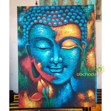 Obraz Budhu - Modro-zlatý Kvet 76x55cm