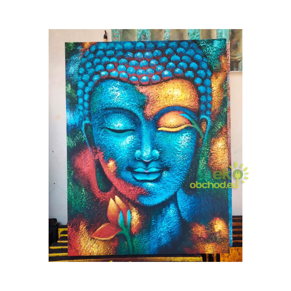 Obraz Budhu - Modro-zlatý Kvet 76x55cm