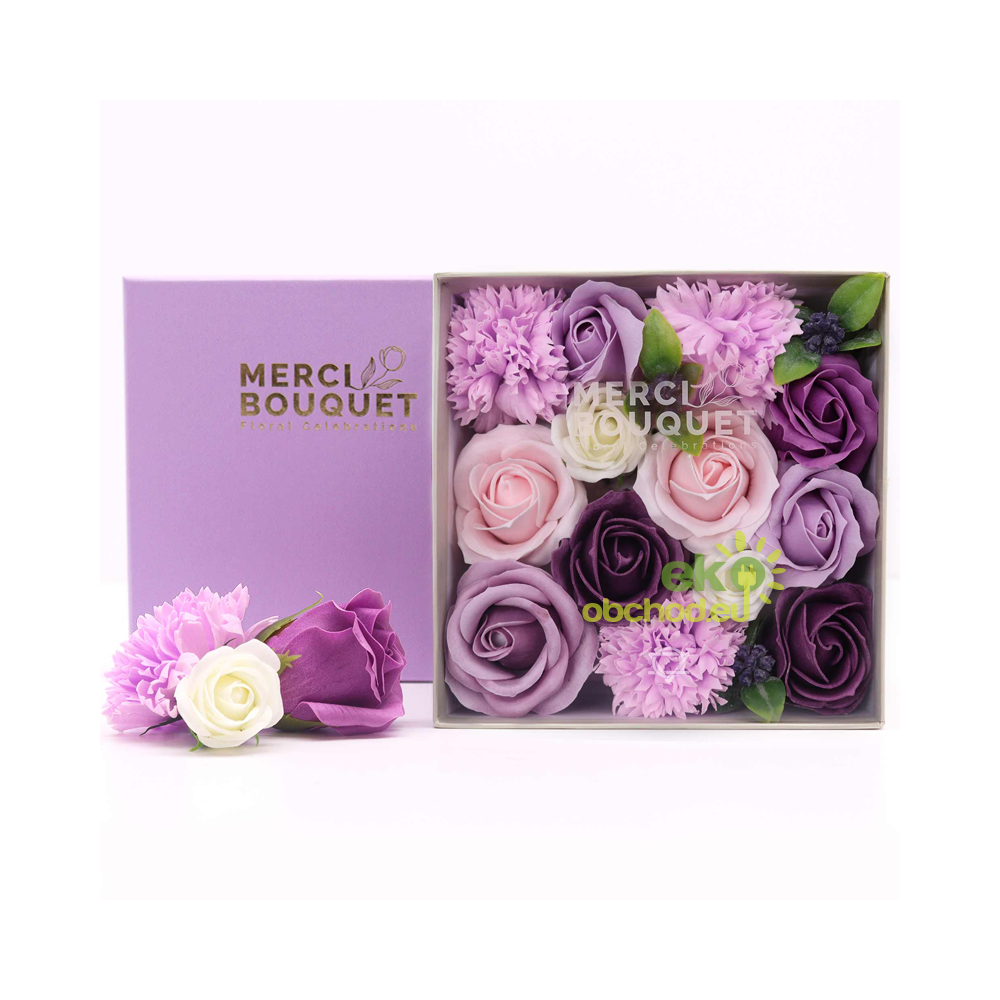 Štvorcový Box - Levanduľové Ruže a Karafiát