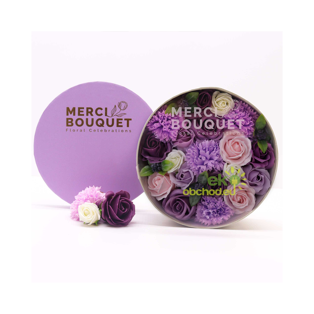 Okrúhly Box - Levanduľové Ruže a Karafiát