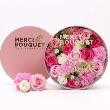 Okrúhly Box - mydlové kvety - Narodenie bábätka, Ružový