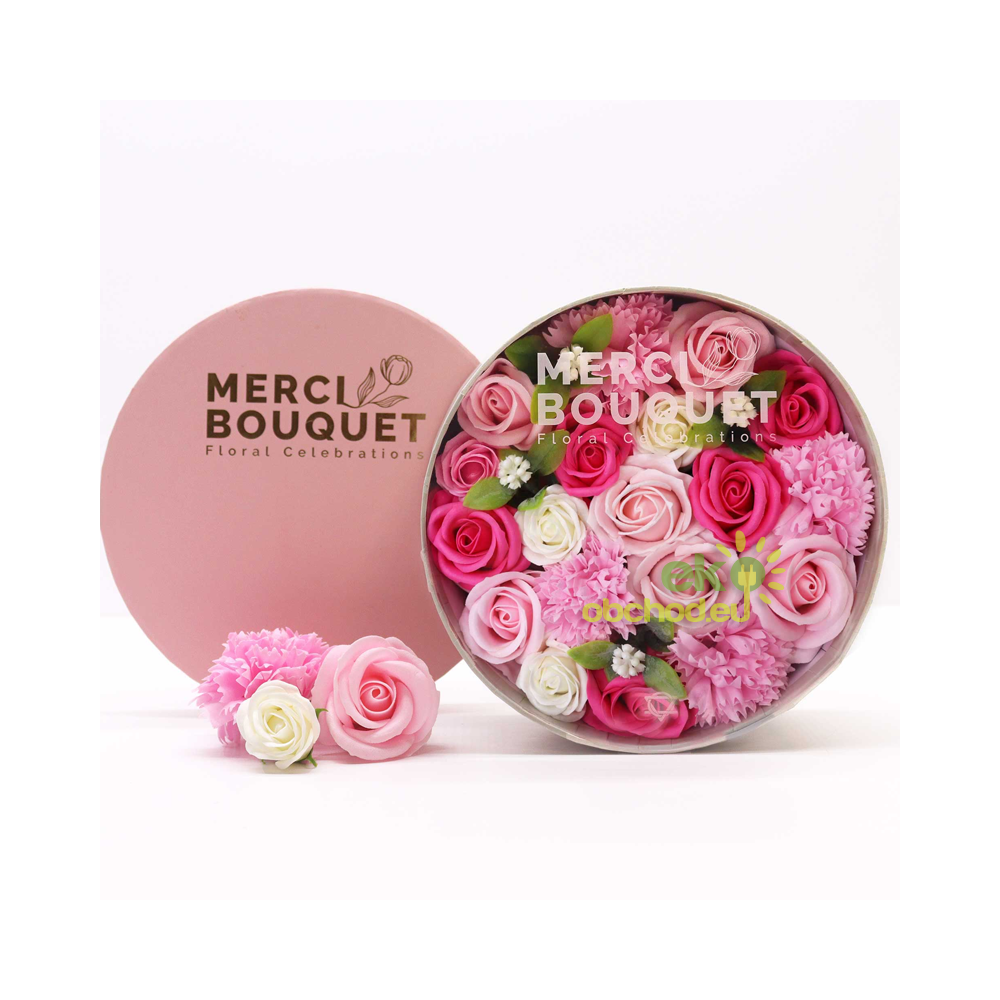 Okrúhly Box - mydlové kvety - Narodenie bábätka, Ružový