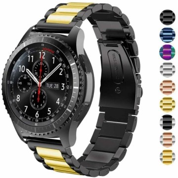Kovový remienok (šírka 22mm) – Clasp čierno-zlatá – Huawei Watch GT / GT2 / Samsung Gear S3 / Watch