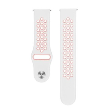 Silikónový remienok (šírka 22mm) – bielo-ružová – Samsung Gear S3 / Watch 46mm / Huawei Watch GT / Vantage M / Watch 3 45mm