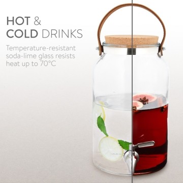 5,6 litrový sklenený zásobník na nápoje s kohútikom a korkovým uzáverom – Navaris