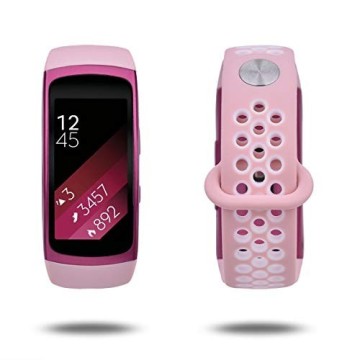 Silikónový remienok Samsung Gear Fit2 / Pro – Perforated – ružovo-biela