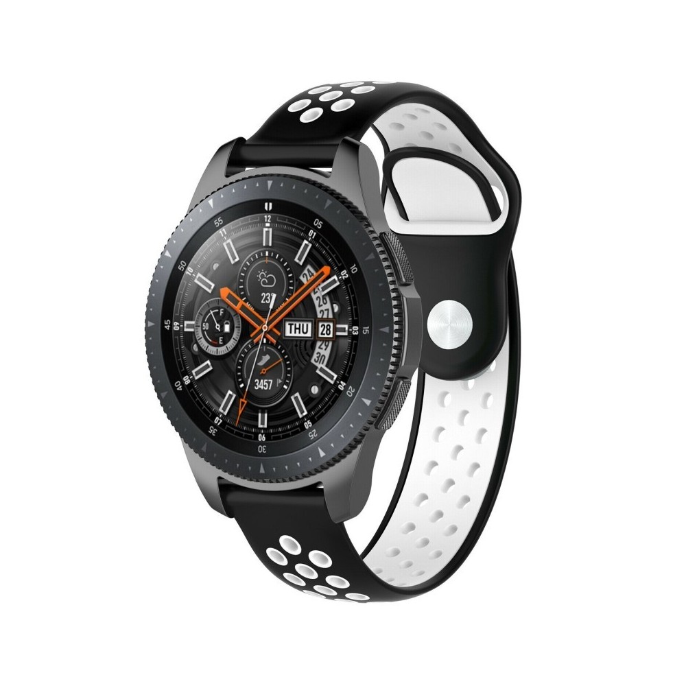 Silikónový remienok (šírka 22mm) – čierno-biela – Huawei Watch GT / GT2 / Samsung Watch 46mm / Gear S3 / Vivoactive 4