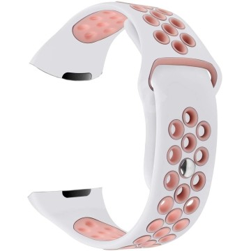 Silikónový remienok Fitbit Charge 3 / 4 – Perforated – bielo-ružová