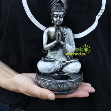 Buddha svietnik - Biely - Stredný