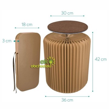 Skladací stolček Kraft z papiera / otoman s vankúšom - Navaris – nosnosť do 300kg