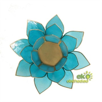 Svietnik Lotosový kvet 5 čakra 13,5cm – svetlo-modrý