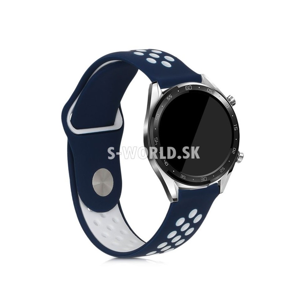 Silikónový remienok (šírka 22mm) – Tip – modro-biela – Samsung Gear S3