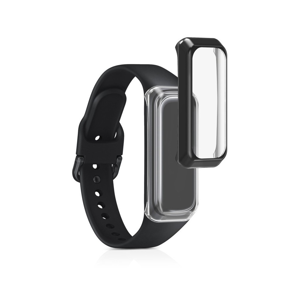 Silikónový obal Samsung Galaxy Fit 2 (SM-R220) – priehľadná / čierna (2ks)