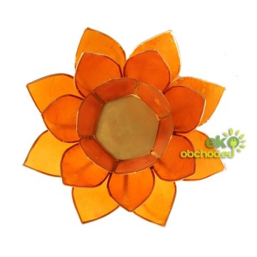 SVIETNIK LOTOSOVÝ KVET 2.čakra 13,5CM – oranžová so zlatým lemovaním