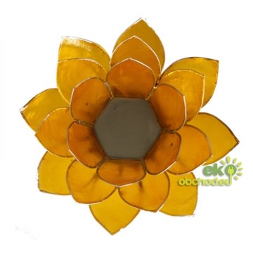 SVIETNIK LOTOSOVÝ KVET 3.čakra  13,5CM – žltá so zlatým lemovaním