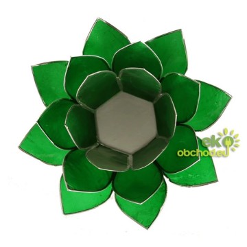 SVIETNIK LOTOSOVÝ KVET 4.čakra  13,5CM – zelená so zlatým lemovaním