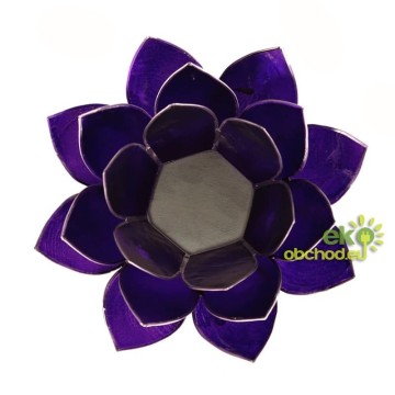 SVIETNIK LOTOSOVÝ KVET 7.čakra 13,5CM – fialová so strieborným lemovaním