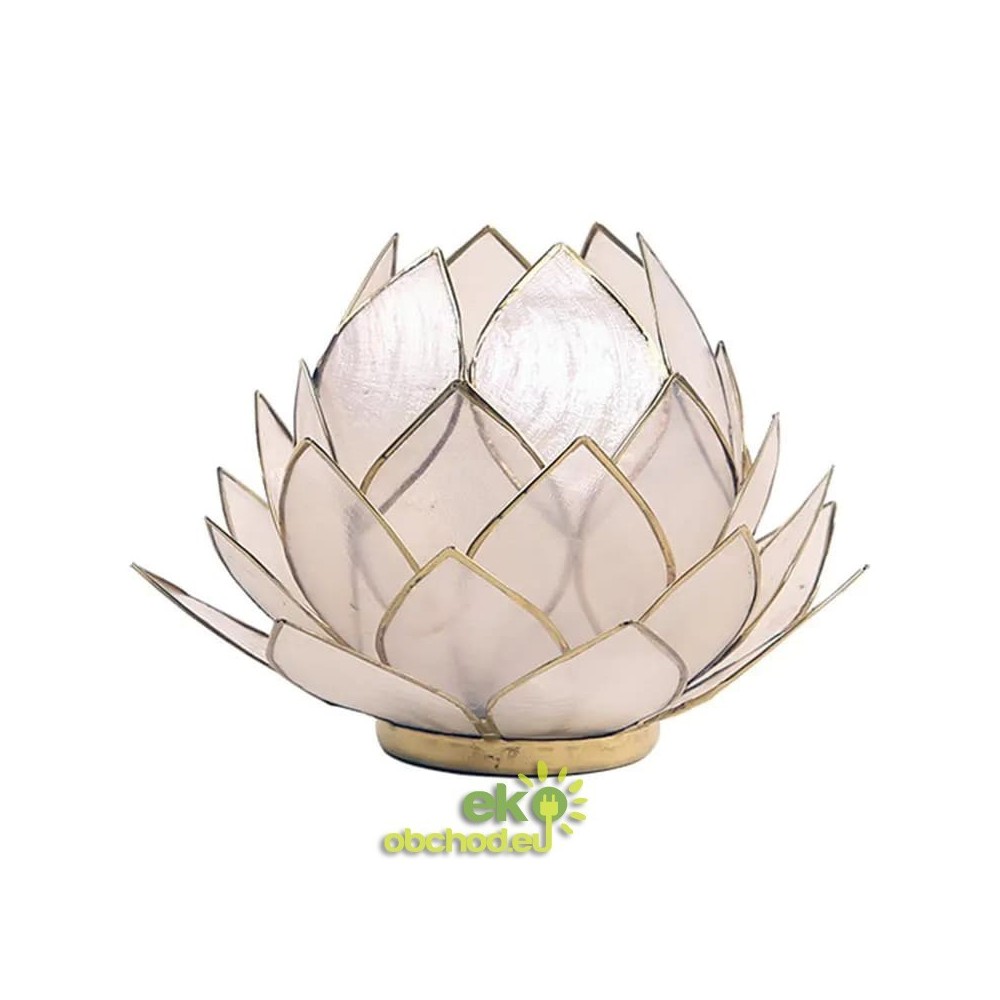 SVIETNIK LOTOSOVÝ KVET z mušle Capiz – natural veľký