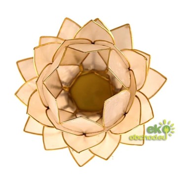 SVIETNIK LOTOSOVÝ KVET z mušle Capiz – natural veľký