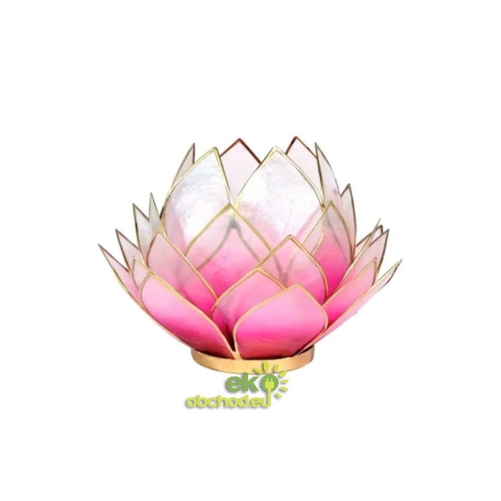 SVIETNIK LOTOSOVÝ KVET z mušle Capiz – svetlo-ružovýveľký