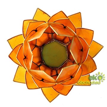 SVIETNIK LOTOSOVÝ KVET z mušle Capiz – oranžový veľký