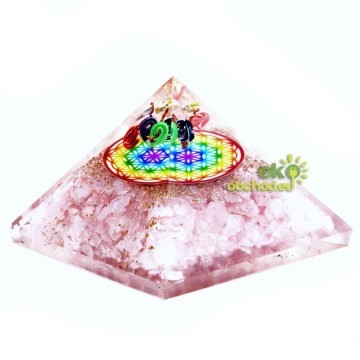 Orgonitová pyramída - Ruženín, Dúha, Kvet Života - 70 mm