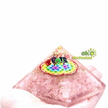 Orgonitová pyramída - Ruženín, Dúha, Kvet Života - 70 mm