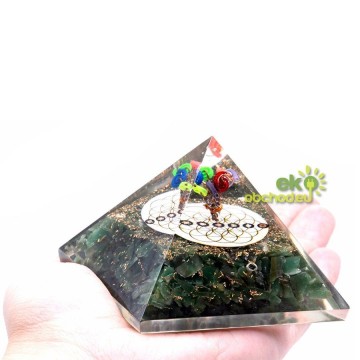 Orgonitová pyramída - Zelený Aventurín a Kvet Života - 70 mm