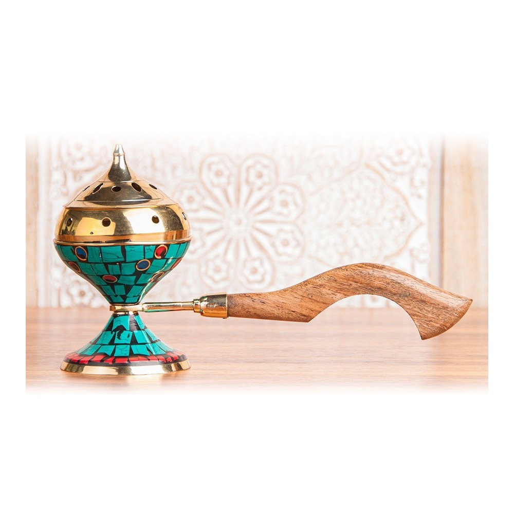 Kadidelnica TYRKYS, KORÁL, LAPIZ LAZULI s rukoväťou