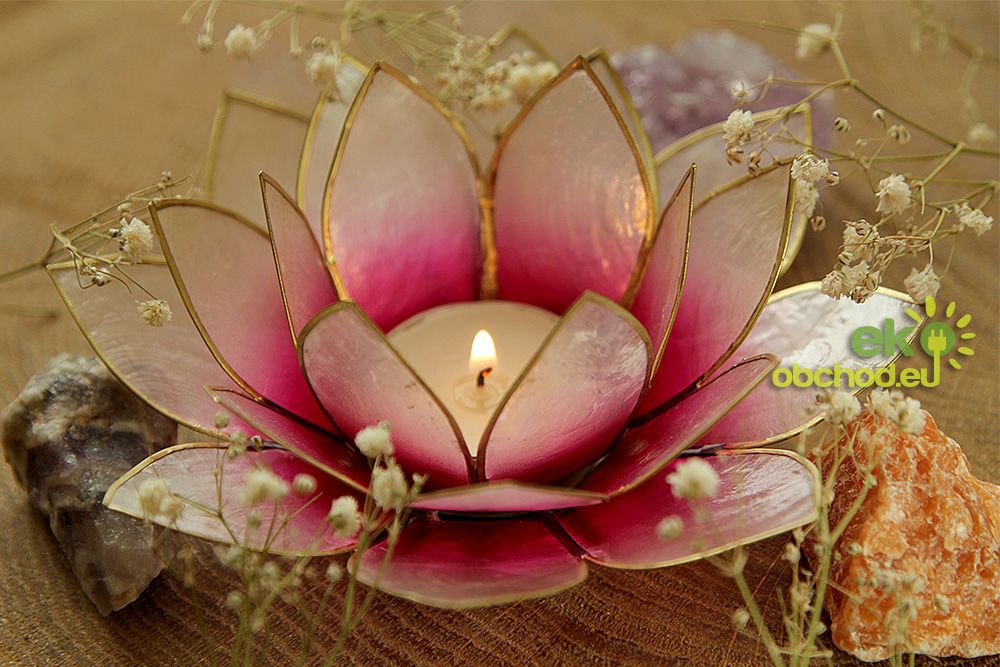 Svietnik lotosový kvet-svetlo-ružový